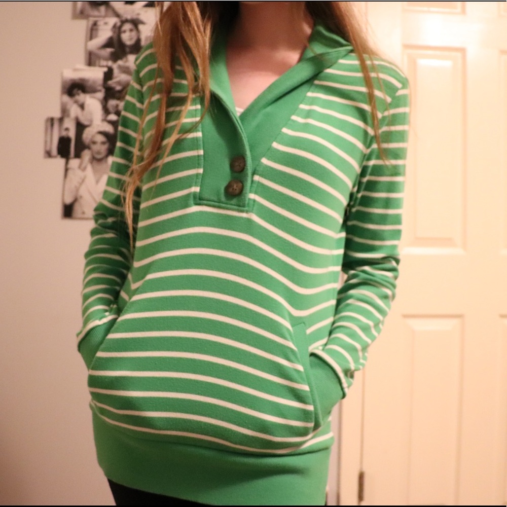 Banana republic green and white striped sweater